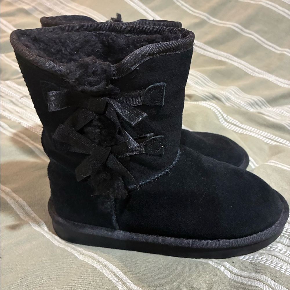 Koolaburra Black Kids Boots with Bows